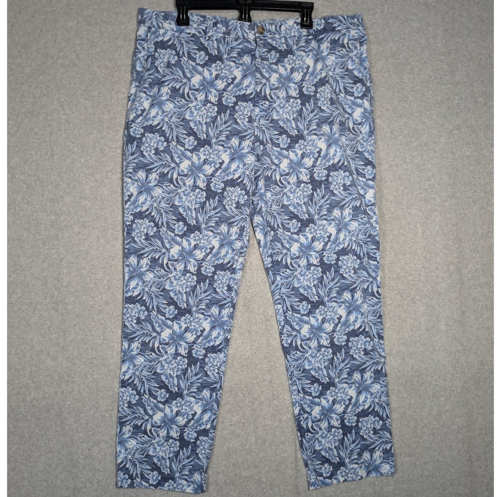 Vineyard Vines Chino Breaker Pants Men 40x32 Blue Floral Tropical Resortwear *39